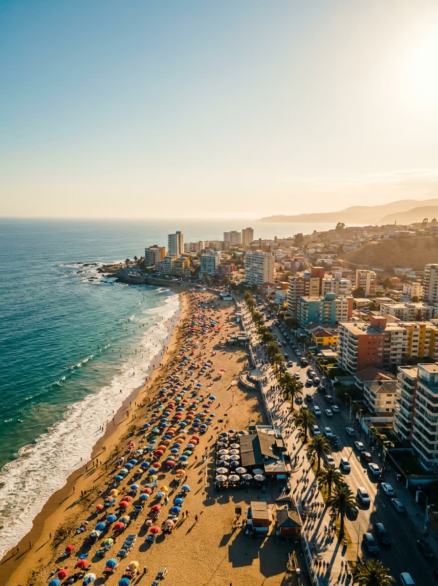 Vista aérea de la costa en verano